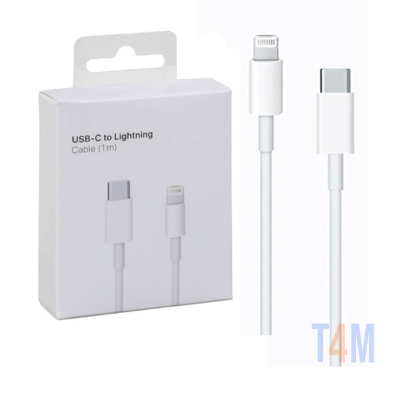 Cabo de Carregamento USB C para Relâmpago para iPhone 11/11 Pro/11 Pro Max 1m Branco