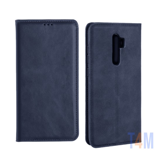 Leather Flip Cover with Internal Pocket For Xiaomi Redmi 9 Blue