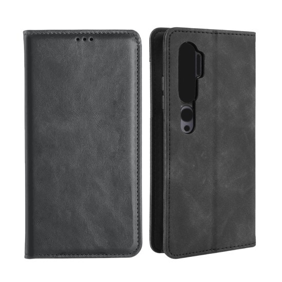 Capa de Couro com Bolso Interno para Xiaomi Mi Note 10 Preto