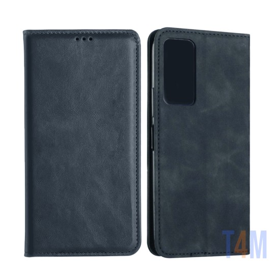 Funda Abatible de Cuero con Bolsillo Interno para Xiaomi Mi 12 Azul