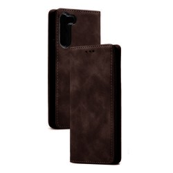 Capa de Couro com Bolso Interno para Samsung Galaxy S23 Plus Marrom