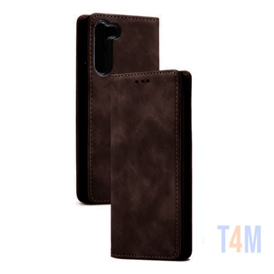 Capa de Couro com Bolso Interno para Samsung Galaxy S23 Plus Marrom