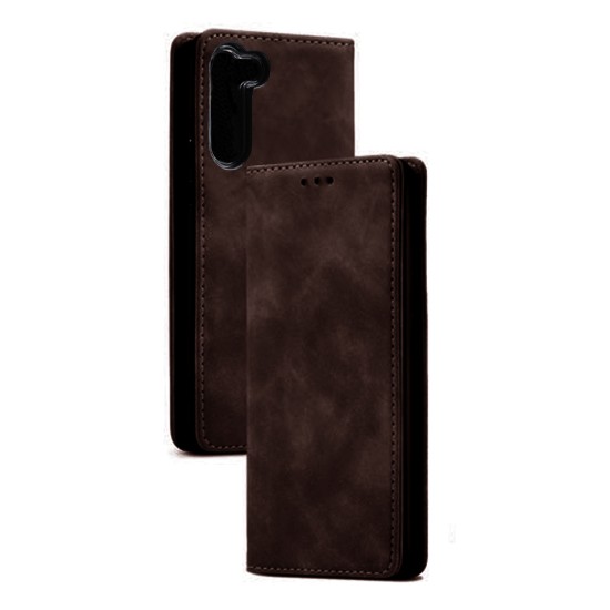 Capa de Couro com Bolso Interno para Samsung Galaxy S23 Marrom