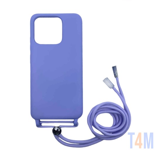 Capa de Silicone com Cordão para Xiaomi Redmi 12c Roxo