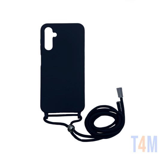 Capa de Silicone com Cordão para  Samsung Galaxy A24 Preto