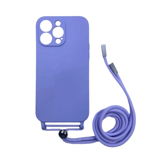 Silicone Case with String for Apple iPhone 14 Pro Max Purple