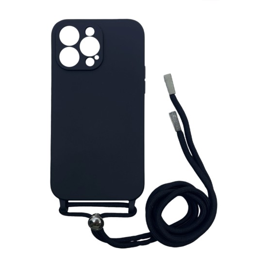 Silicone Case with String for Apple iPhone 14 Pro Max Black