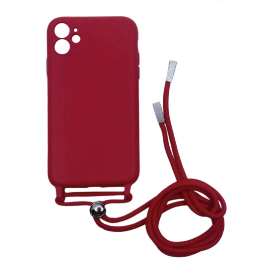 Silicone Case with String for Apple iPhone 11 Red