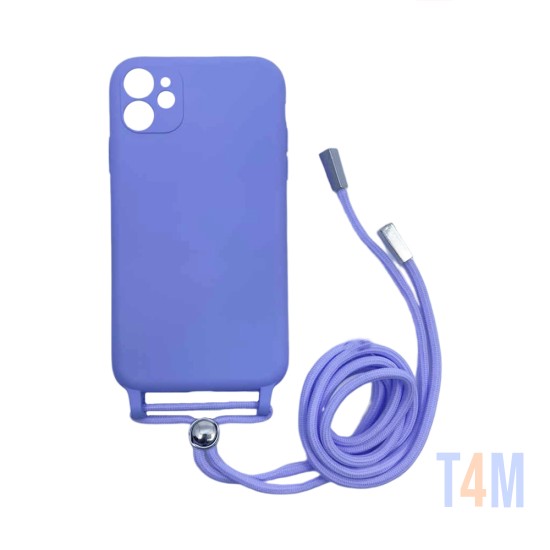 Capa de Silicone com Cordão para Apple iPhone 11 Roxo