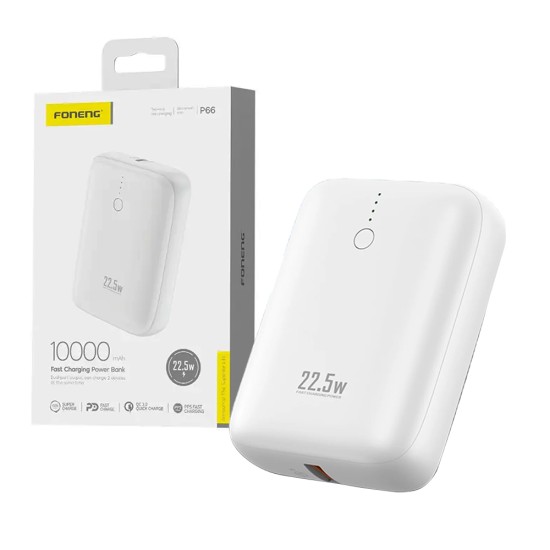 Foneng Mini Power Bank P66 with 2 Outputs 10000mAh 22.5W White