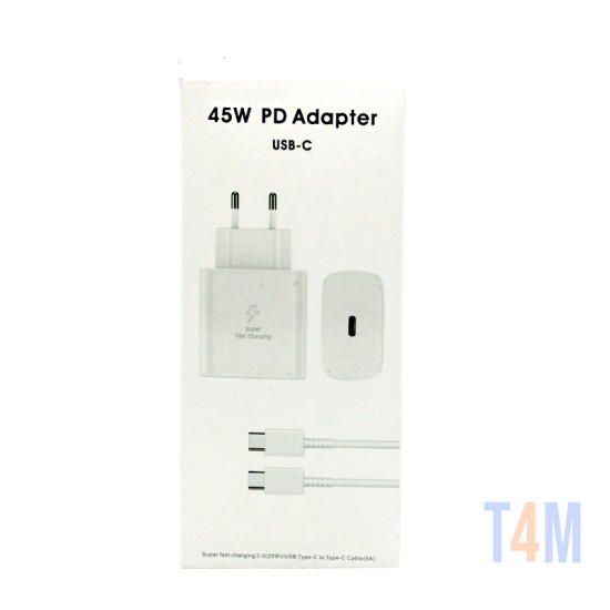 SAMSUNG CHARGER ADAPTER EP-TA800NB EGEU TYPE-C TO TYPE-C WITH CABLE 5A 45W WHITE