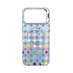 Hard case designer with magnetic iridescent metallic design for Apple iPhone 17 Pro Max silver