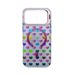 Hard case designer with magnetic iridescent metallic design for Apple iPhone 17 Pro Max Pink