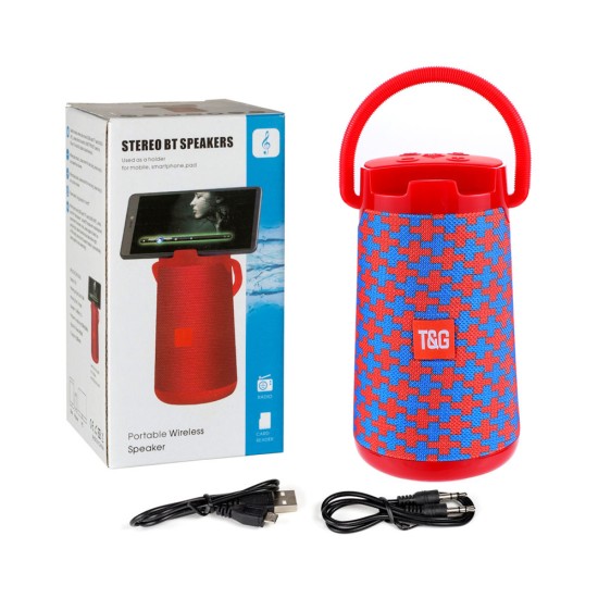 T&G WATERPROOF WIRELESS BLUETOOTH SPEAKER TG-138 FM/TF/AUX/USB/HANDS-FREE RED BLUE